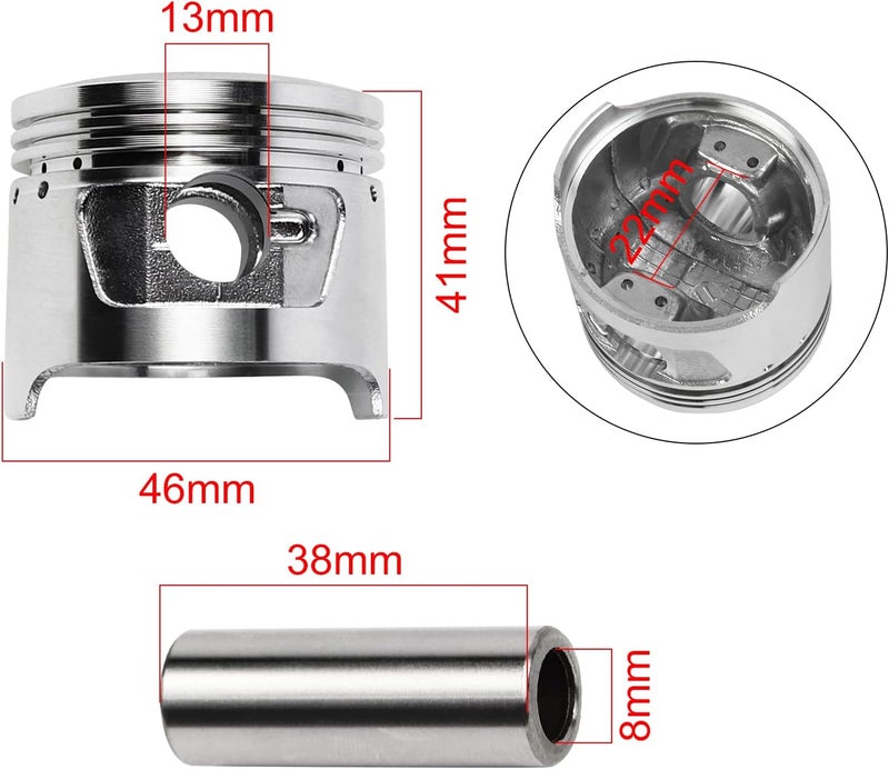 FLYPIG 47mm Cylinder Piston Gasket Top End Rebuild Kit for Honda 70cc ATC70 CRF70 CT70 TRX70 XR70 JH70 C70 CRX70 139QMB XR CRF 90 90cc 4-Stroke Engine ATV Scooter Moped Go Kart Dirt Pit Bike - Image 3